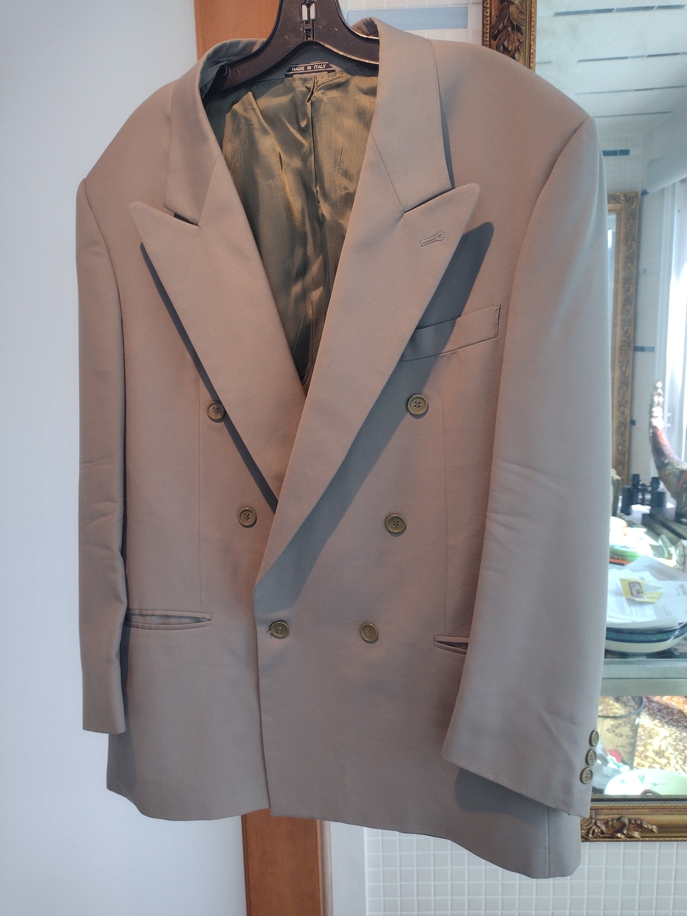 Men's Double-Breasted Taupe Blazer